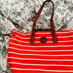 Dooney & Bourke Orange and White Striped Tote